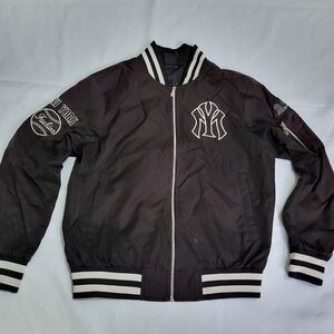 Black Bomber Jacket with White Accents